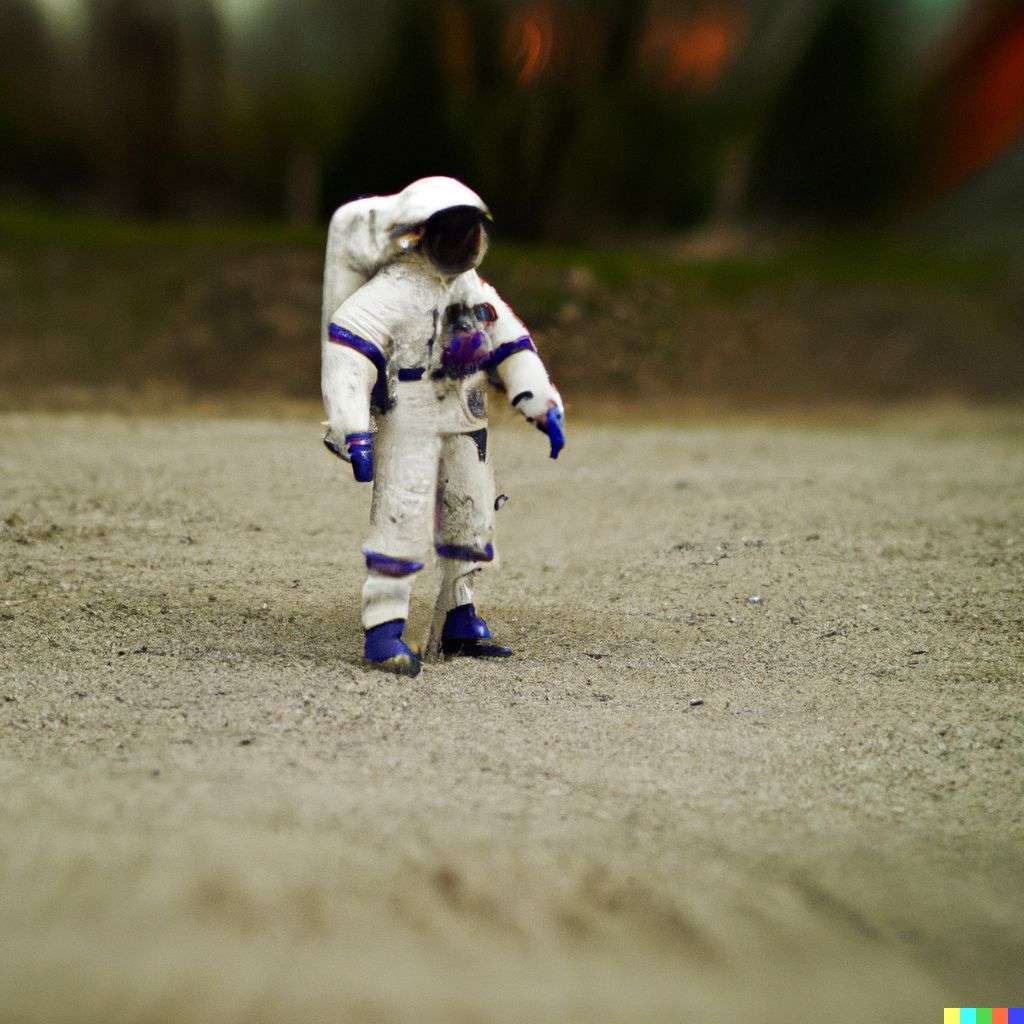 an astronaut, photograph, extreme tilt shift